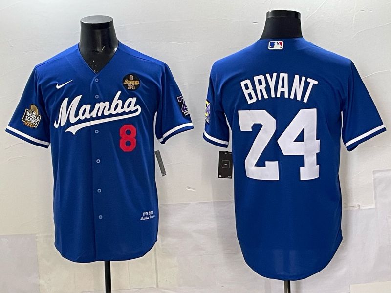 Men Los Angeles Lakers Nike #24 Bryant Blue Joint Name NBA 2025 Jersey style 043
